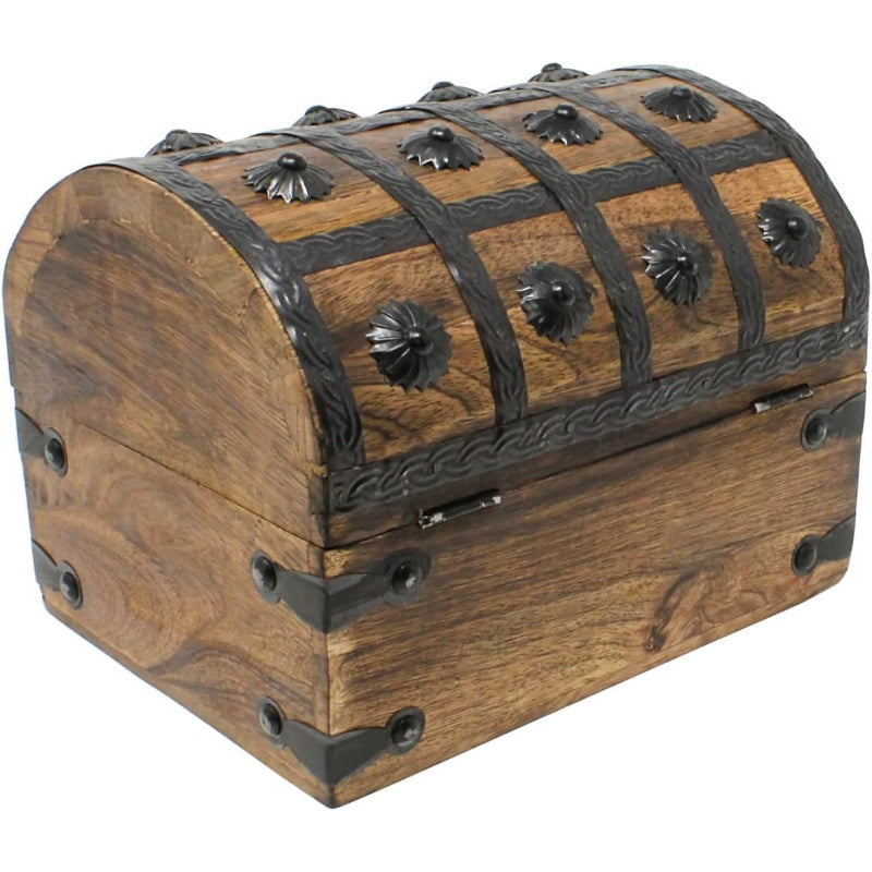 Large Vintage Wooden Treasure Chest Box