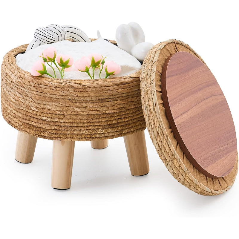 Handwoven Storage Ottoman Pouf