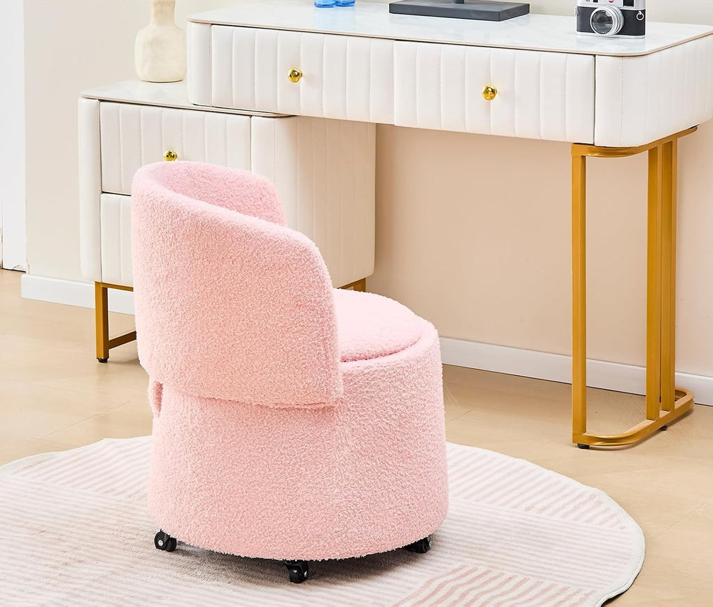Modern Backed Storage Vanity Ottoman Stool