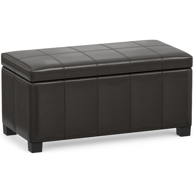 Brown Vegan‑Leather Storage Ottoman