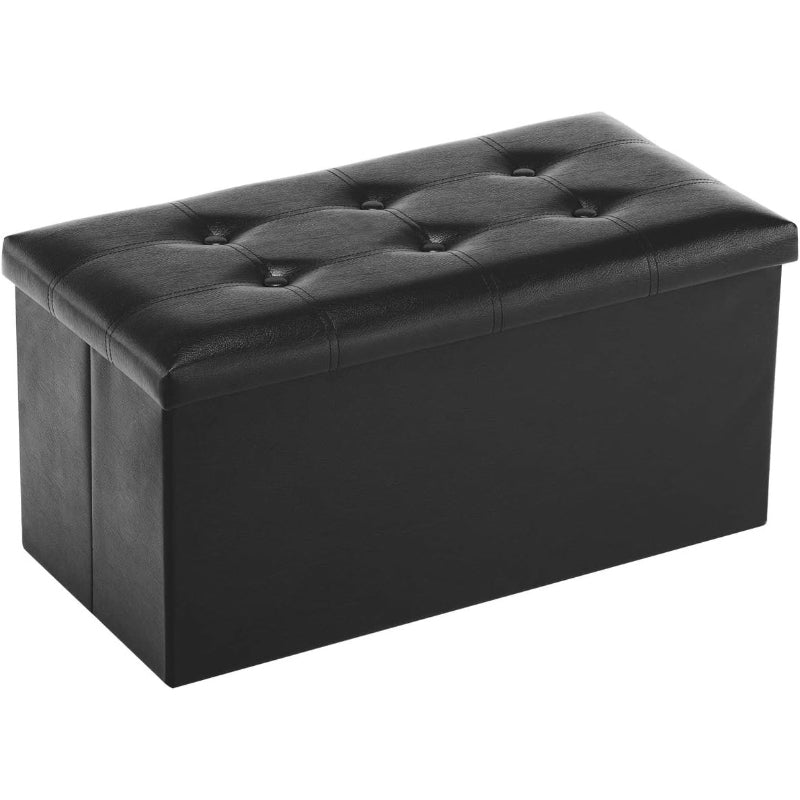 Leather Folding Storage Ottoman Bench