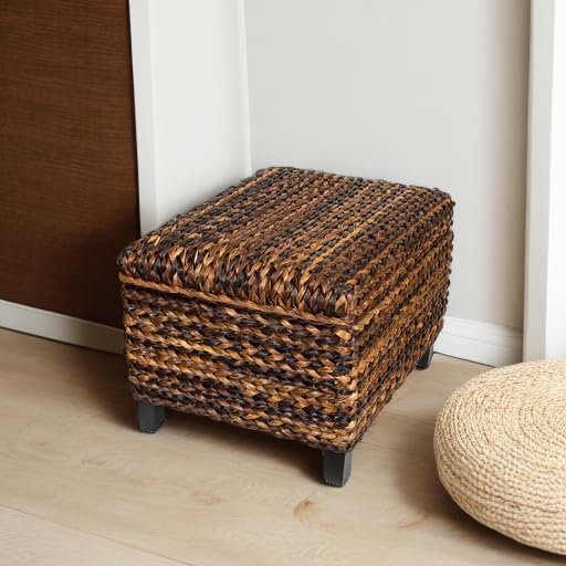 Seagrass Safety‑Hinge Storage Ottoman