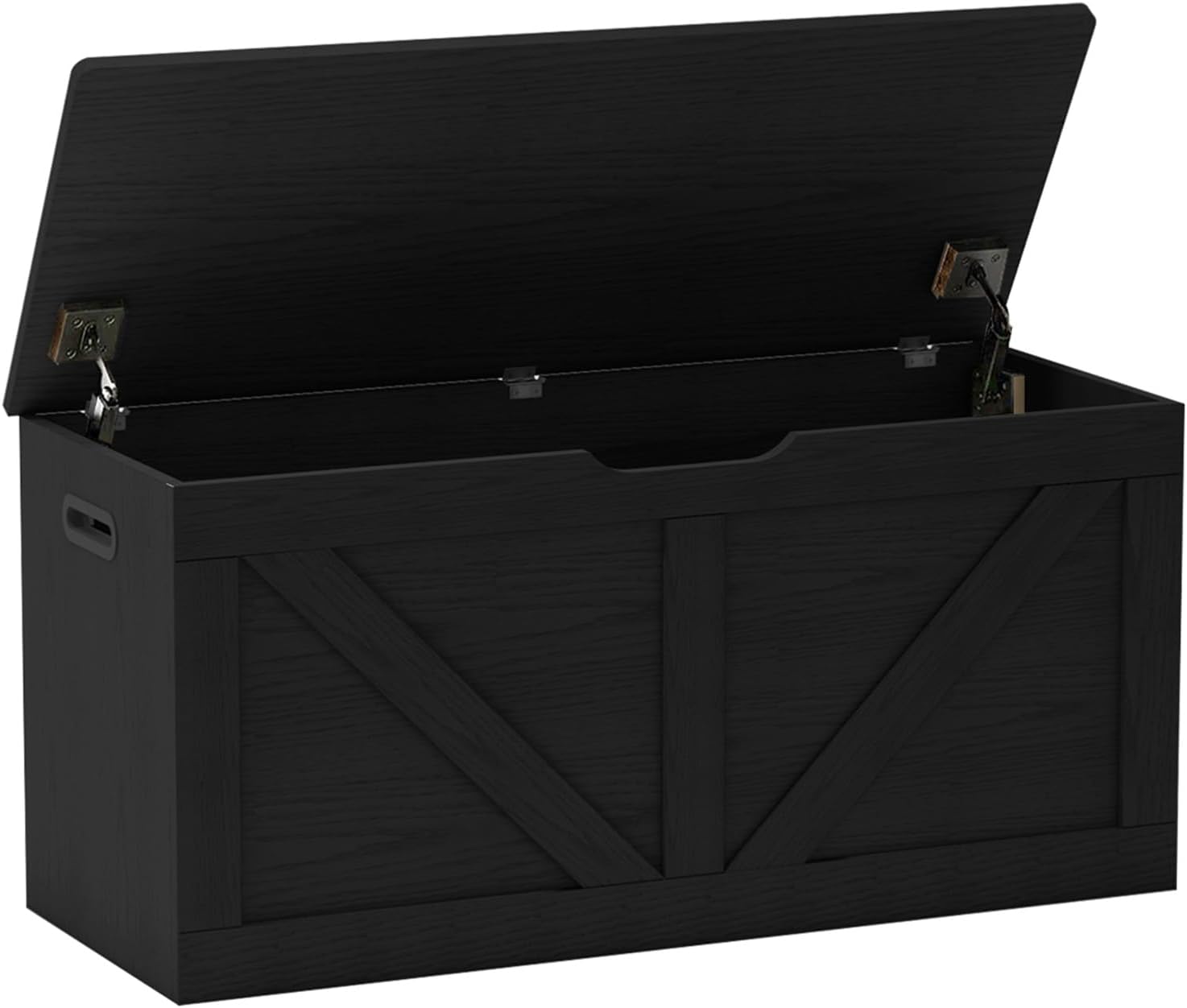 Black Wooden Storage Bench Chest