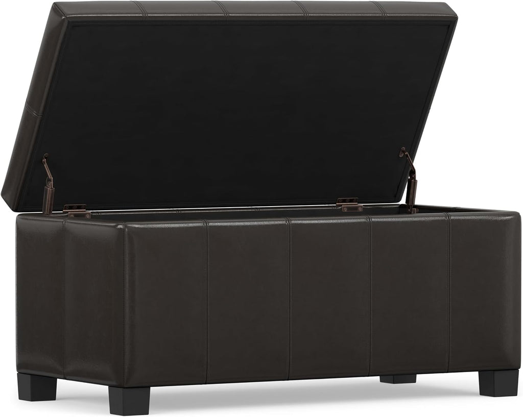 Brown Vegan‑Leather Storage Ottoman