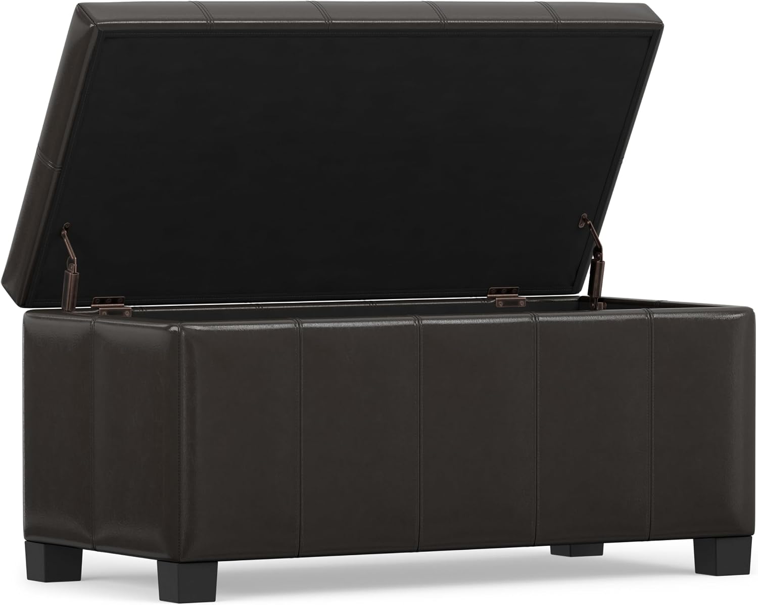 Brown Vegan‑Leather Storage Ottoman