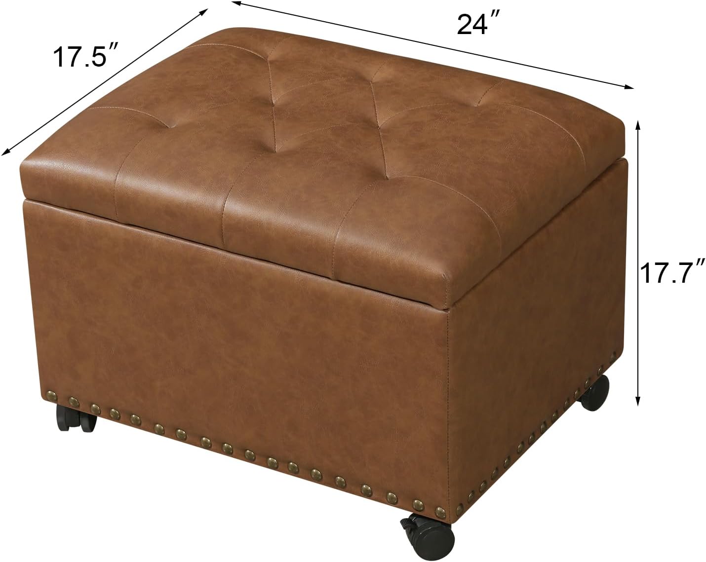 Small Wheeled Leather Storage Ottoman