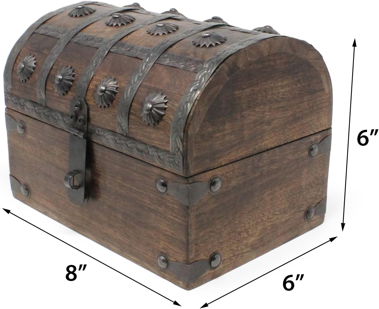 Large Vintage Wooden Treasure Chest Box