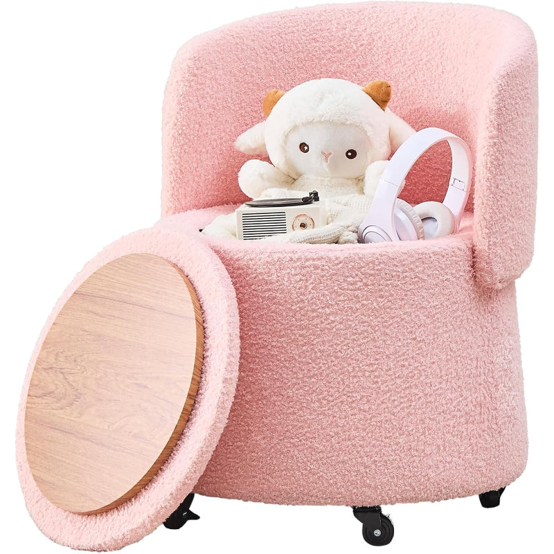 Modern Backed Storage Vanity Ottoman Stool