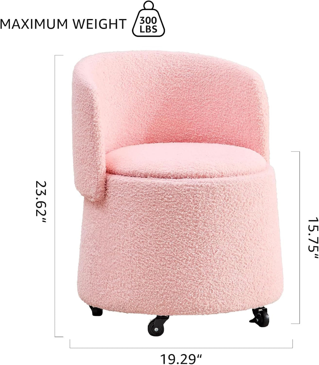 Modern Backed Storage Vanity Ottoman Stool