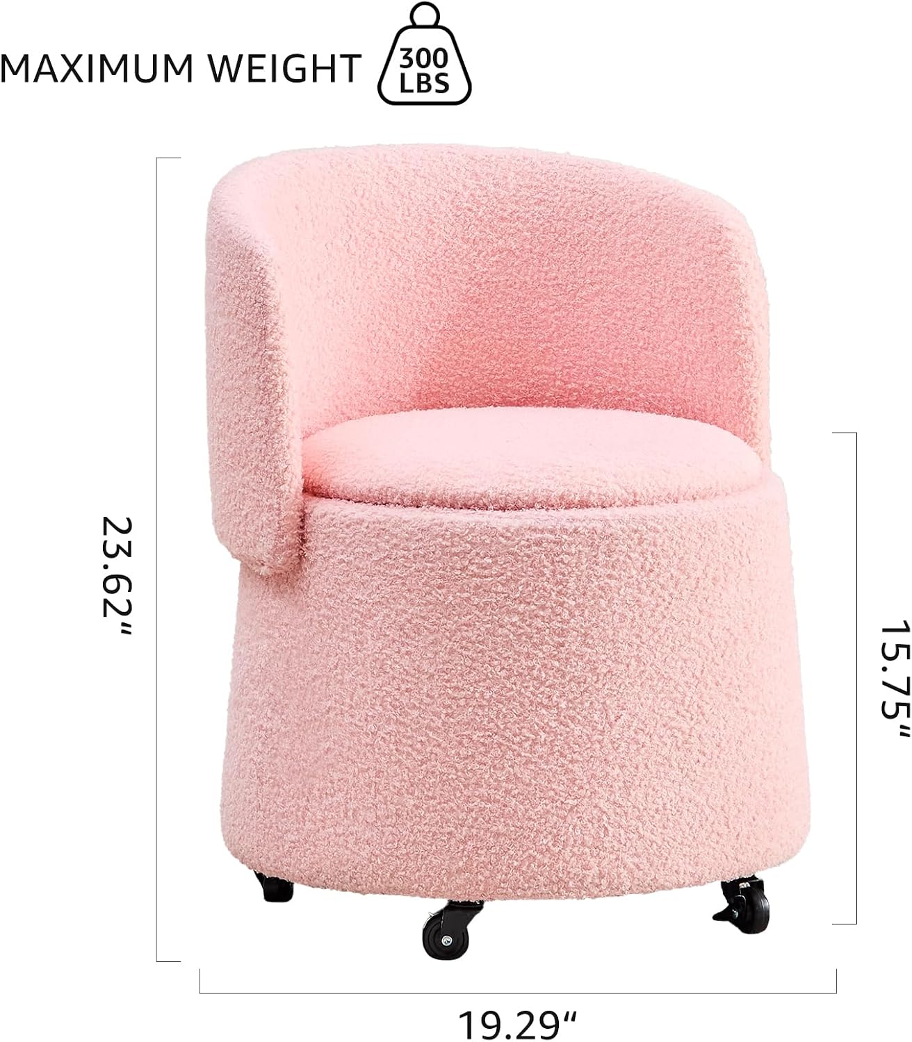 Modern Backed Storage Vanity Ottoman Stool