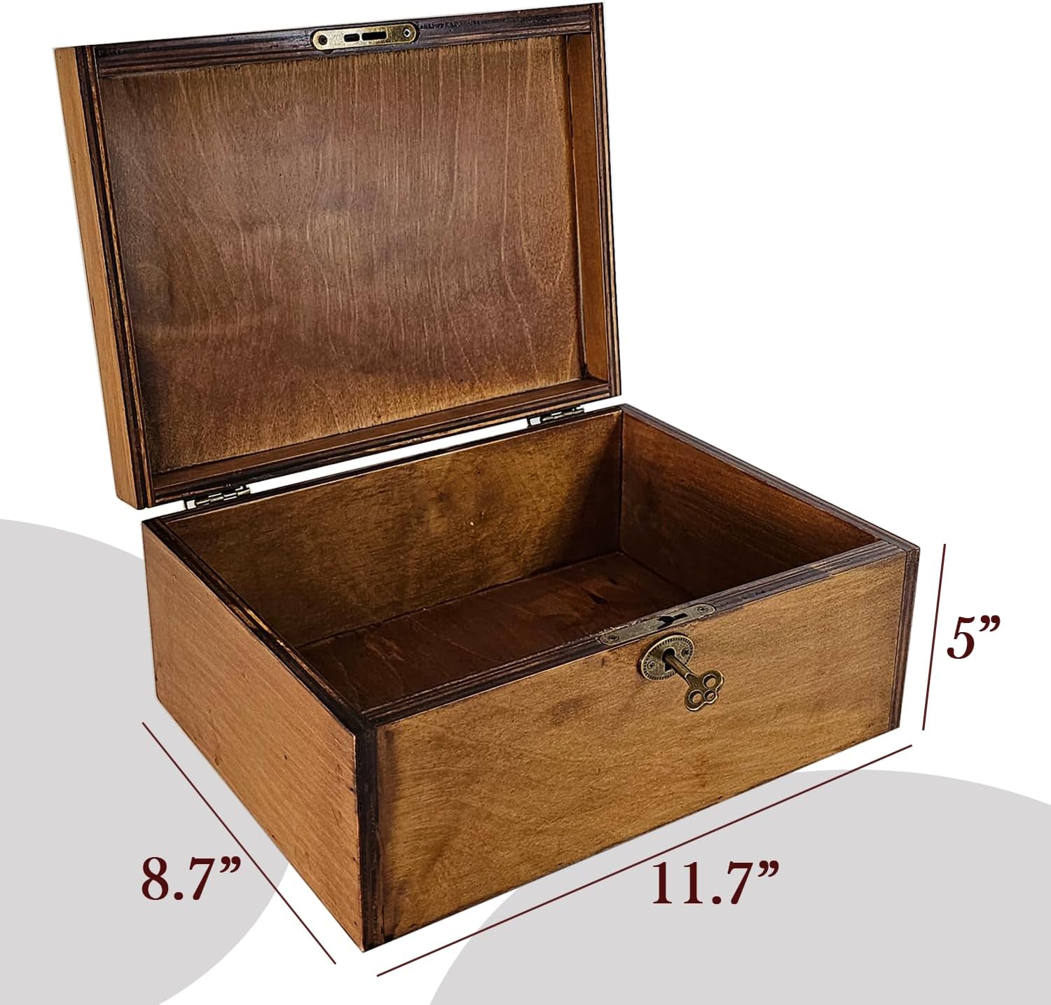 Brown Lockable Vintage Wooden Keepsake Box