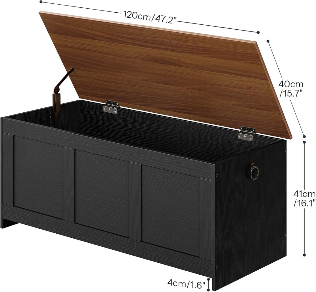 Retro Large Safety‑Hinge Storage Bench Chest