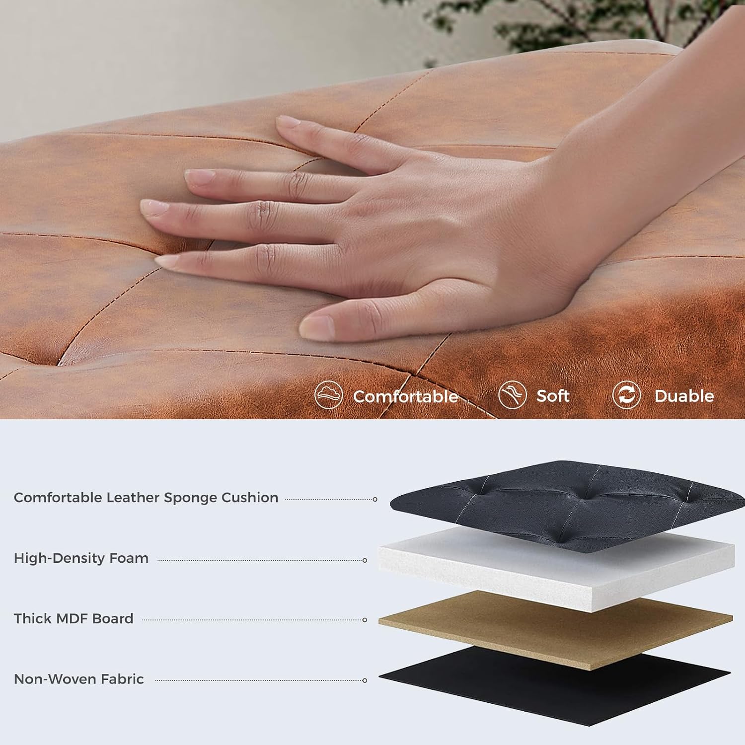 Large Folding Storage Ottoman Bench