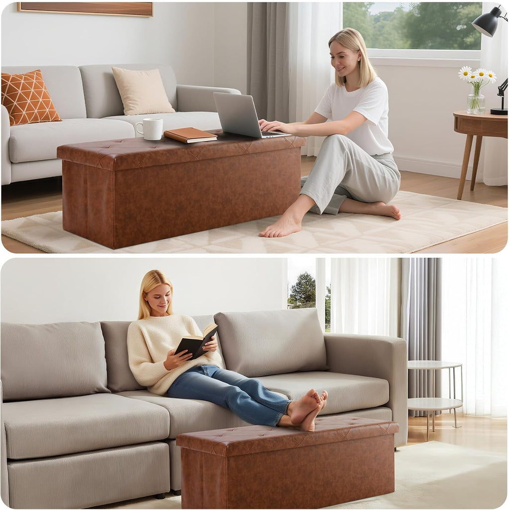 Large Folding Storage Ottoman Bench