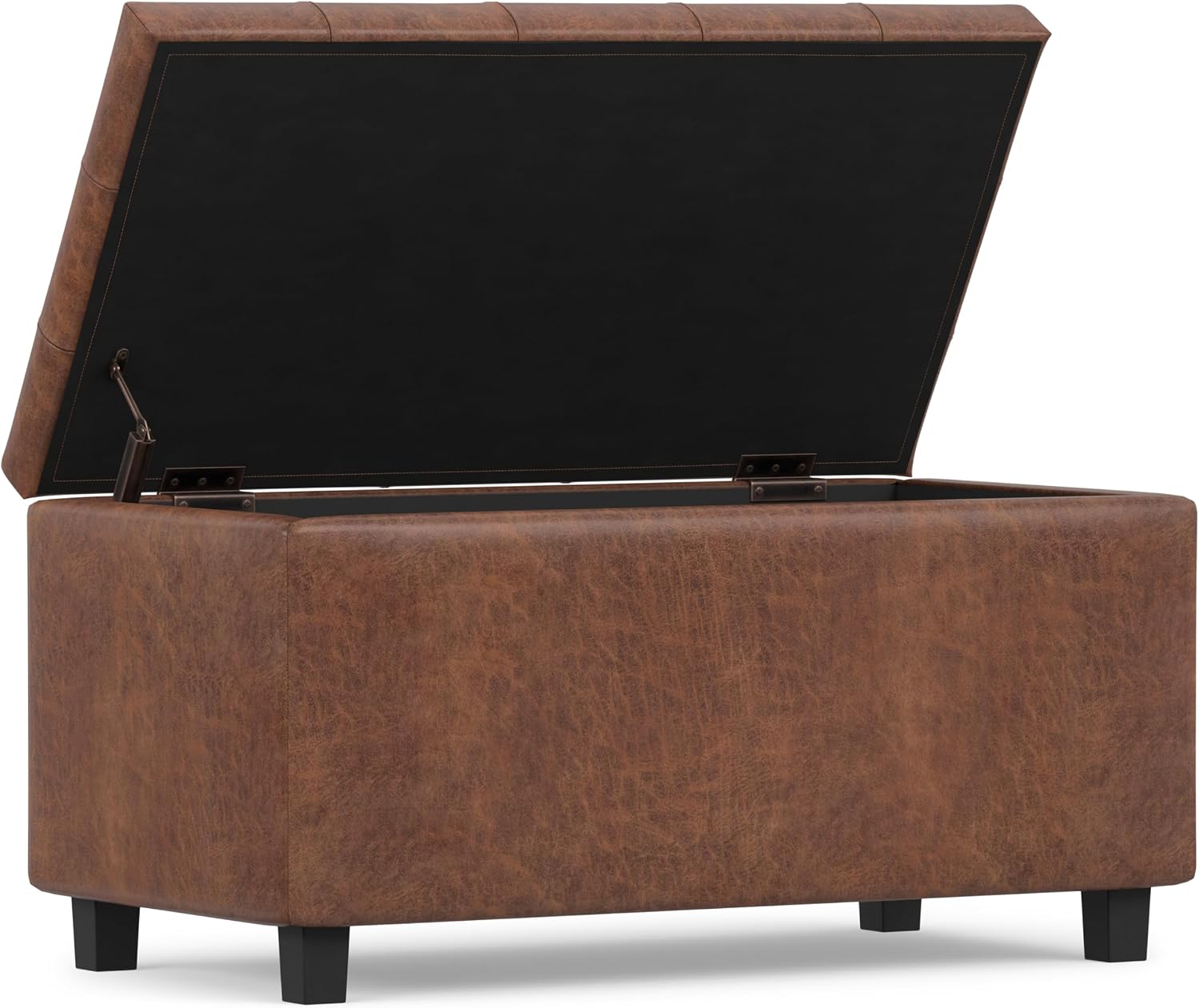 Brown Vegan‑Leather Storage Ottoman