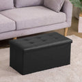 Leather Folding Storage Ottoman Bench