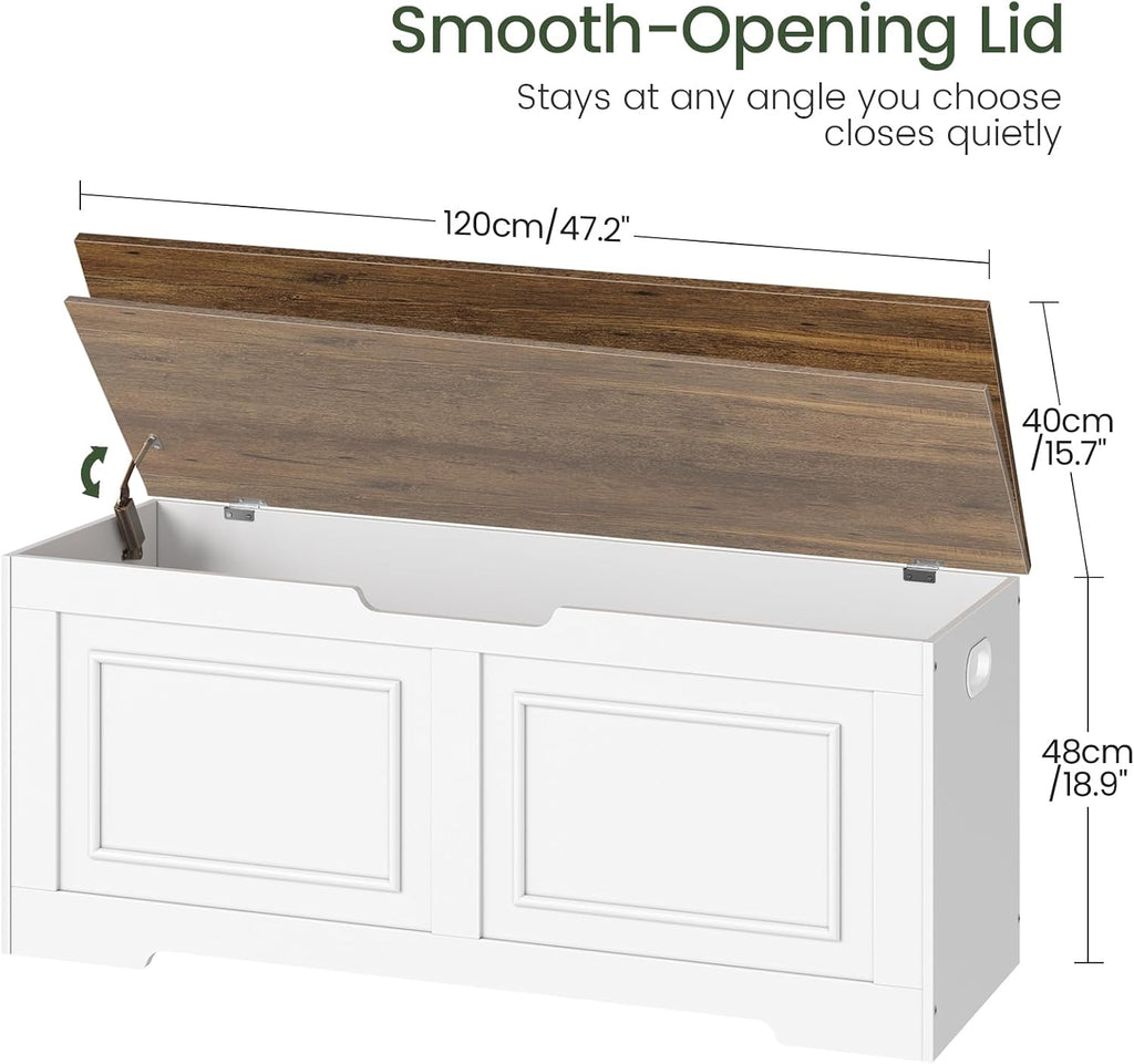 Large Safety‑Hinge Wooden Storage Bench