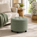 Velvet Wheeled Round Storage Ottoman