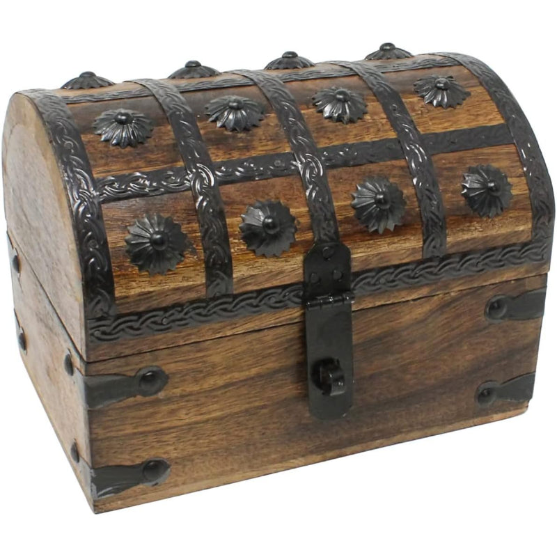 Large Vintage Wooden Treasure Chest Box