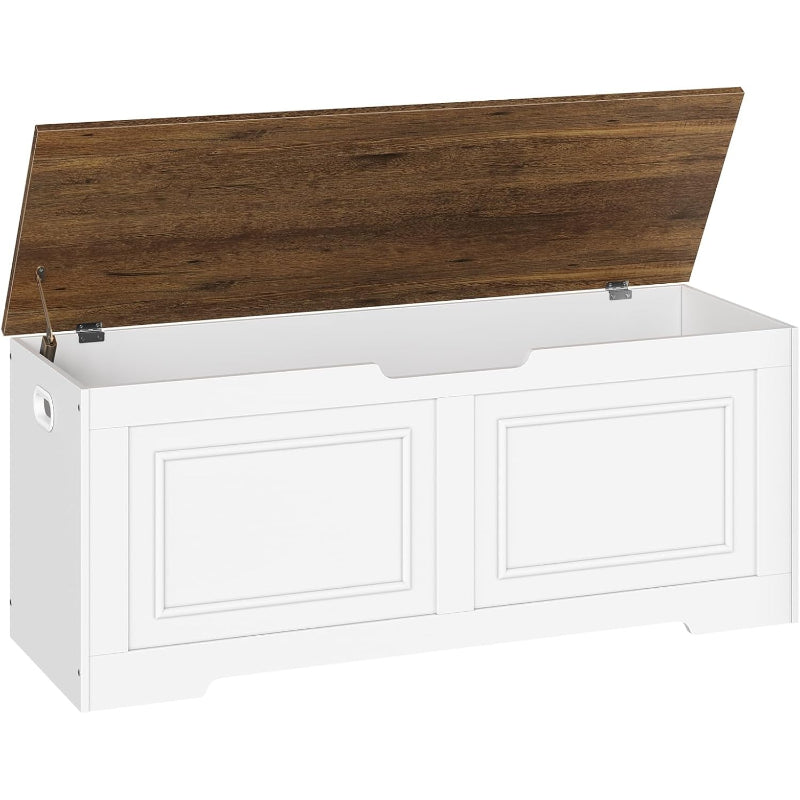 Large Safety‑Hinge Wooden Storage Bench