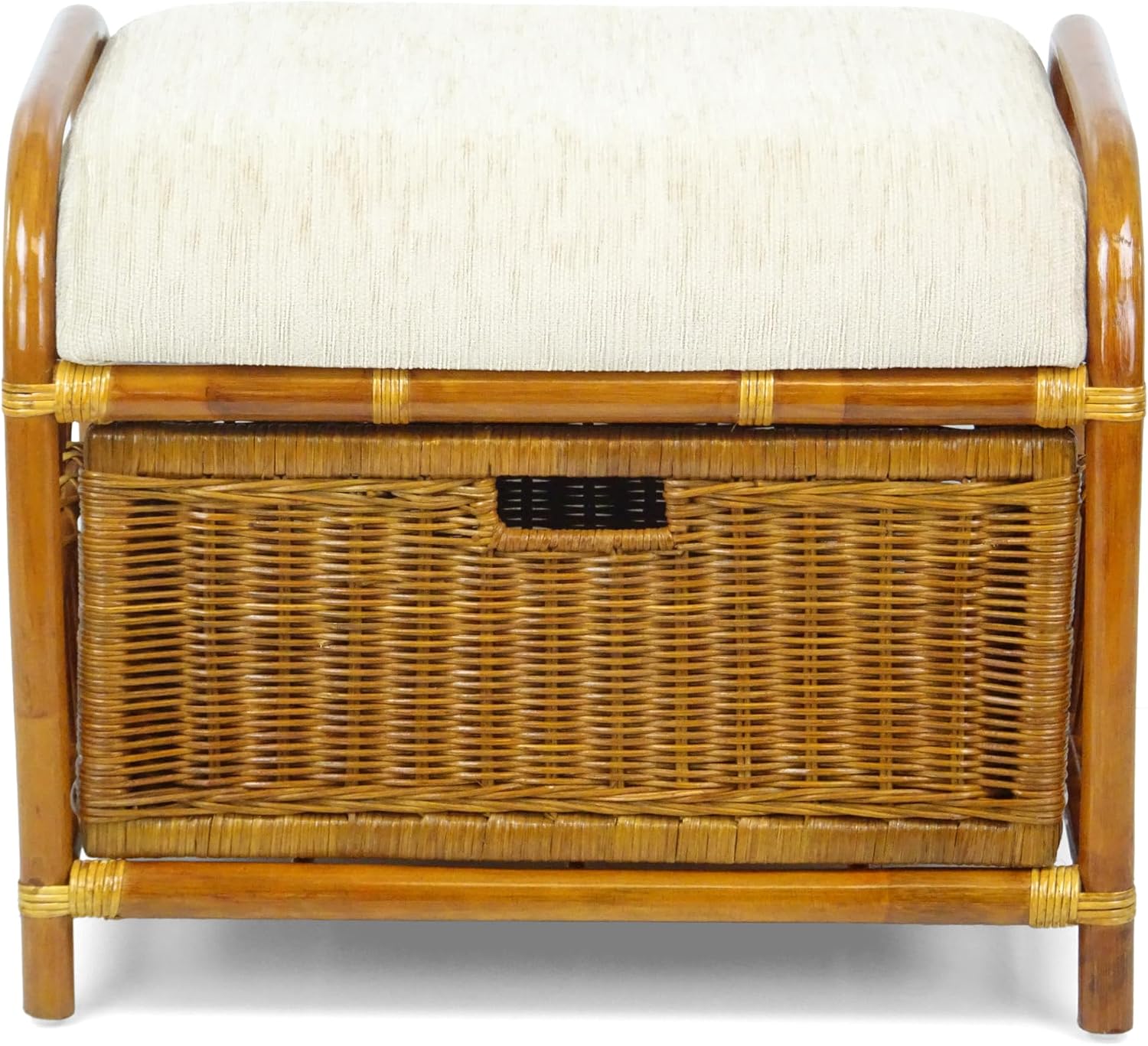 Rattan Wicker Cushioned Ottoman Stool