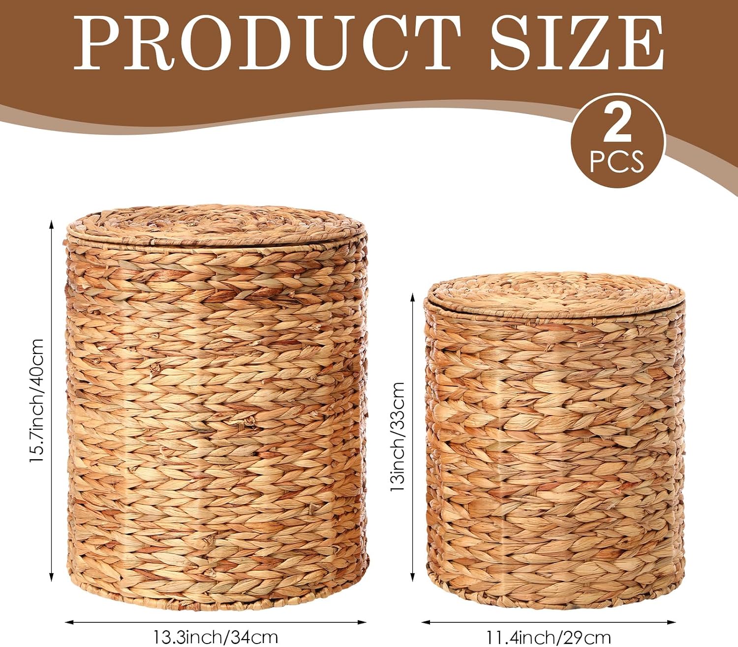 2‑Pack Round Lidded Rattan Ottomans