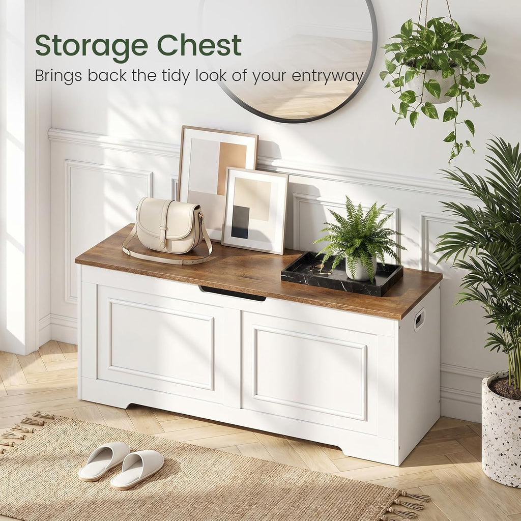 Large Safety‑Hinge Wooden Storage Bench