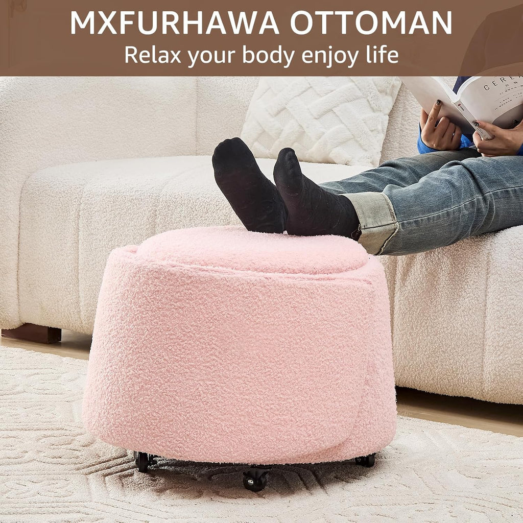 Modern Backed Storage Vanity Ottoman Stool