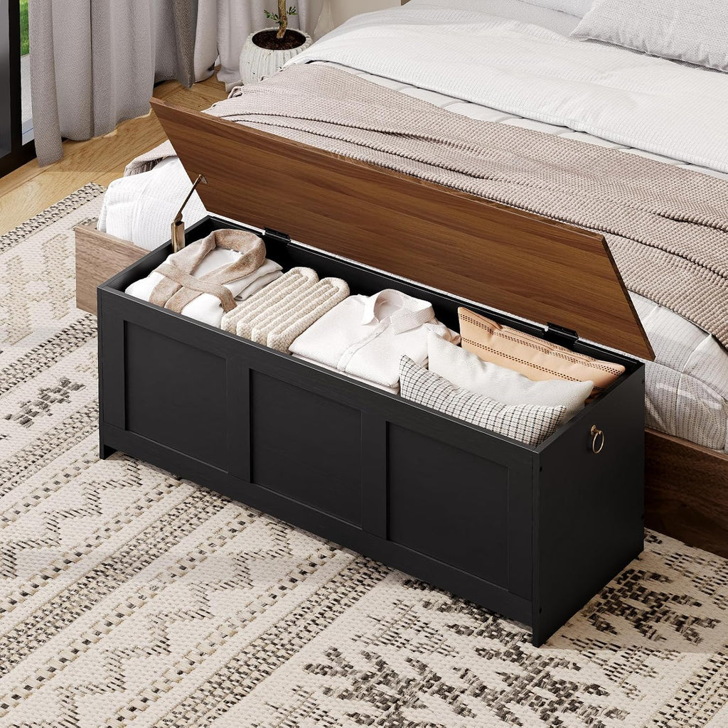 Retro Large Safety‑Hinge Storage Bench Chest
