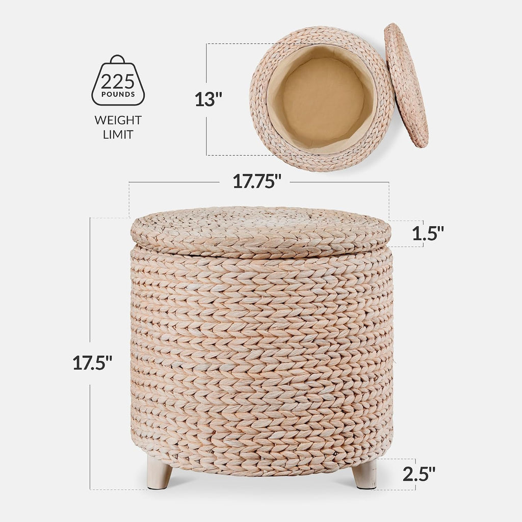 Hyacinth Round Storage Ottoman