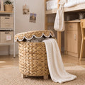 Boho Scalloped Hyacinth Storage Ottoman