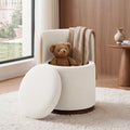 Ottoman with Storage, Round Vanity Stool with Back