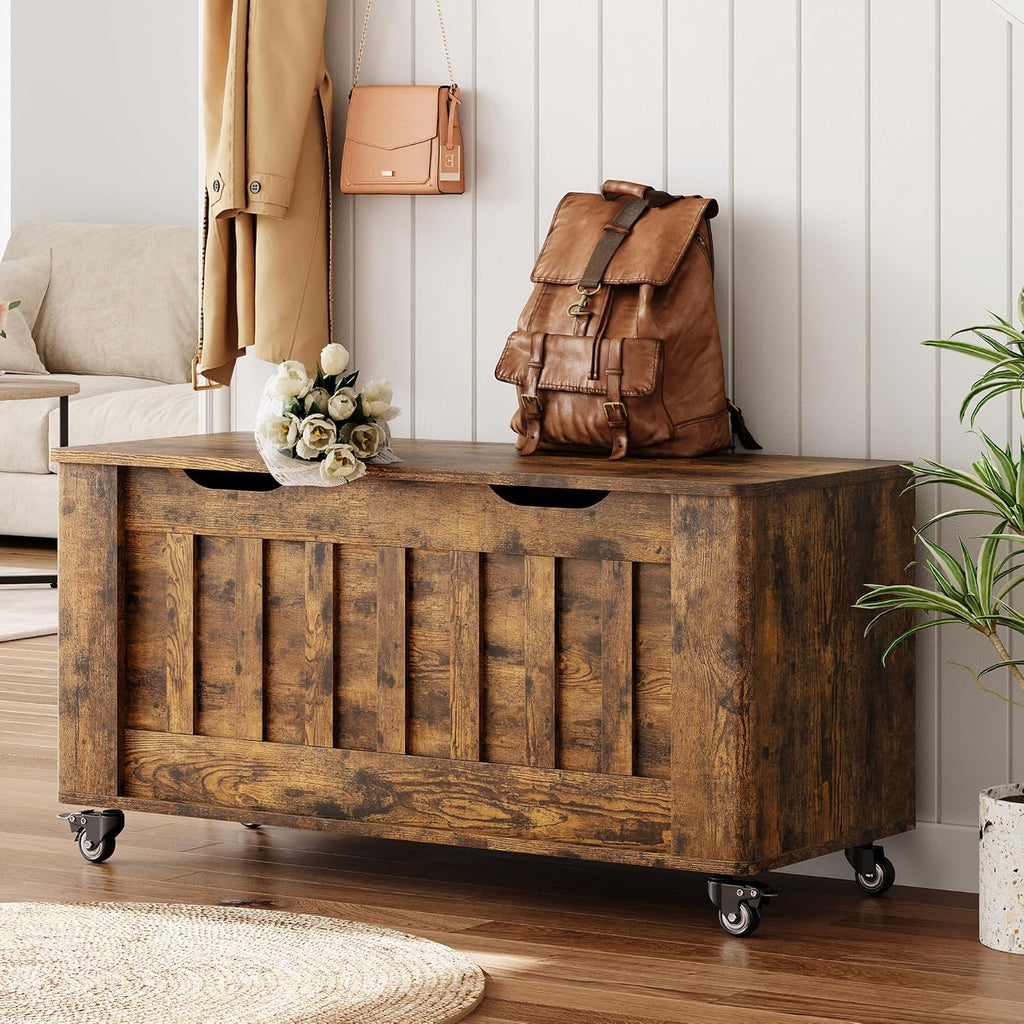 Retro Wooden Storage Bench Chest