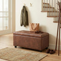 Brown Vegan‑Leather Storage Ottoman