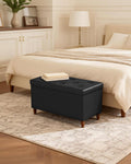 Black Folding‑Leg Storage Ottoman Bench