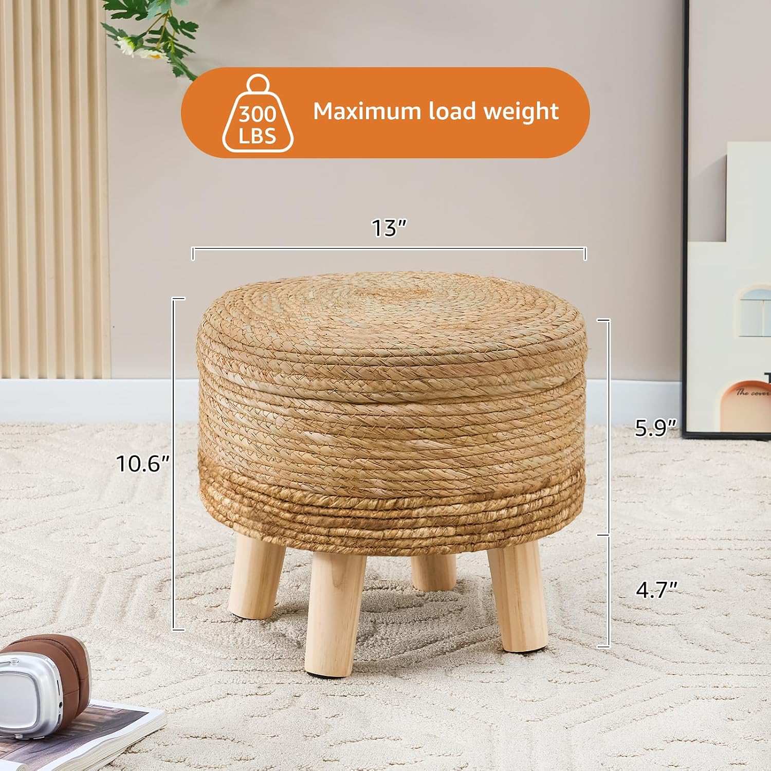 Handwoven Storage Ottoman Pouf
