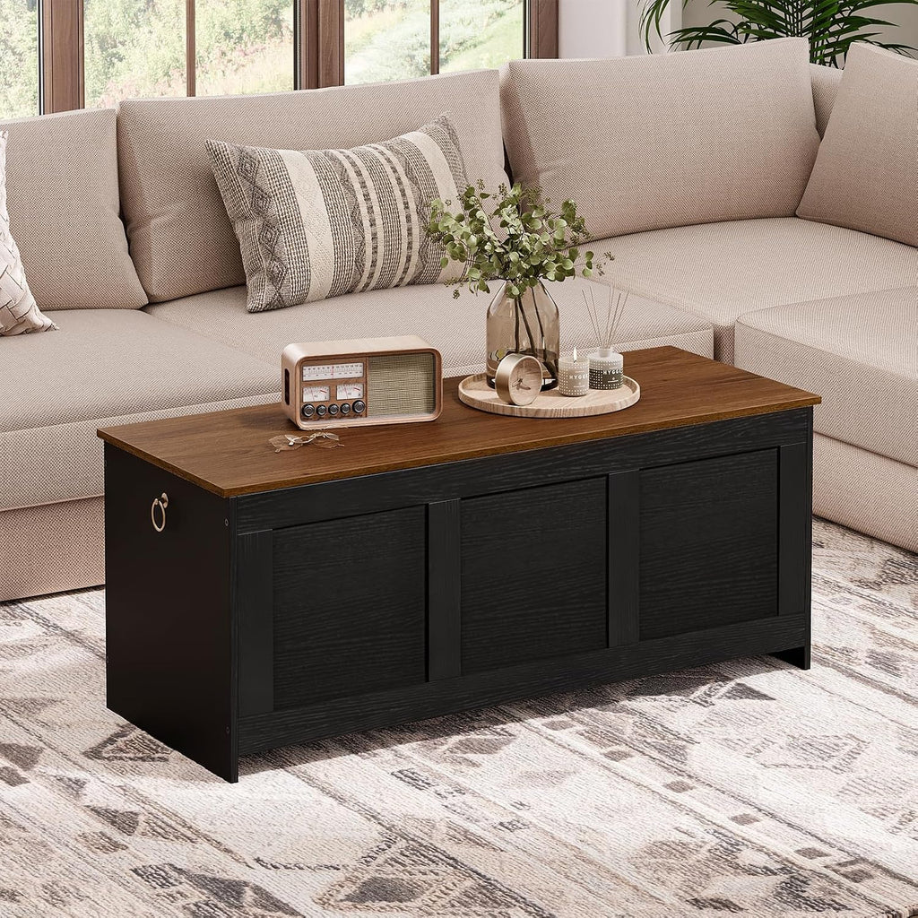 Retro Large Safety‑Hinge Storage Bench Chest