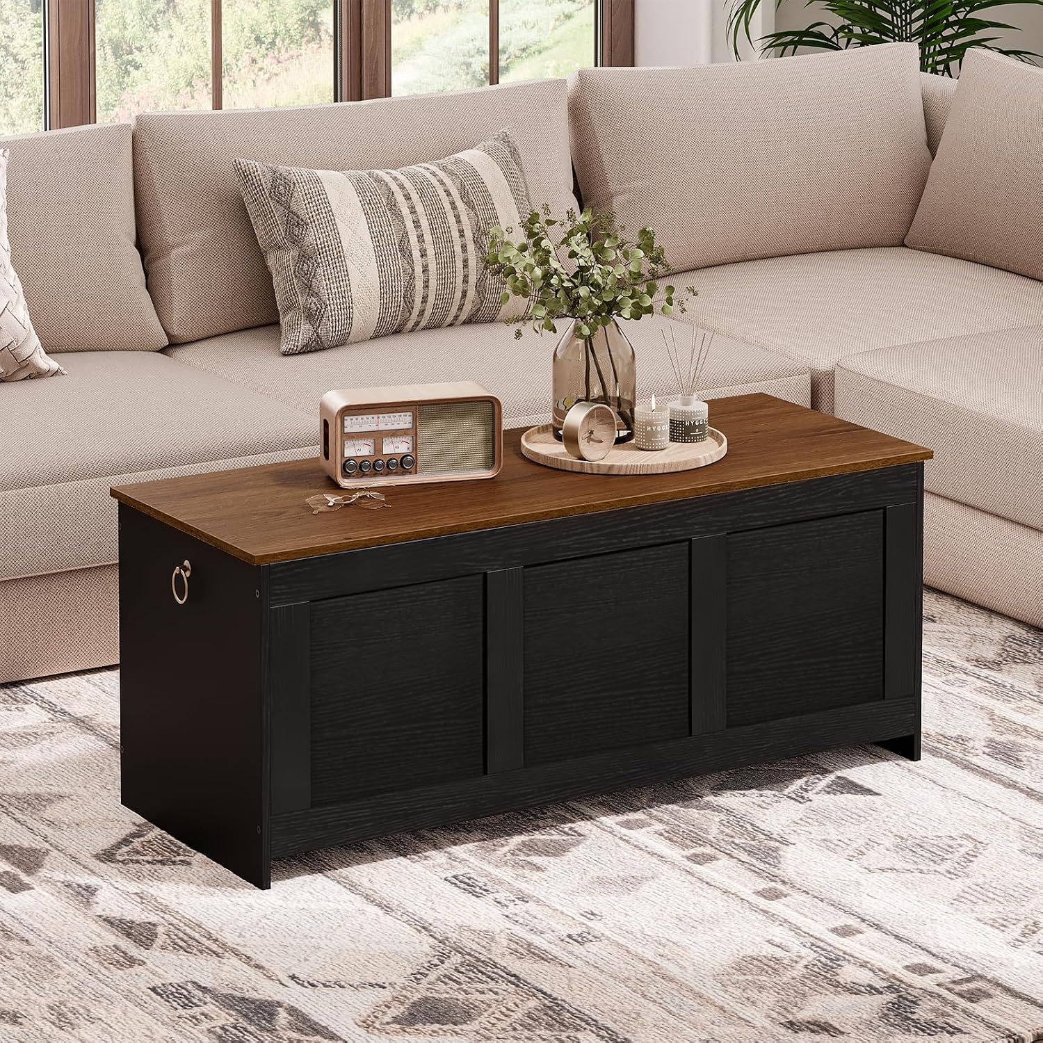 Retro Large Safety‑Hinge Storage Bench Chest