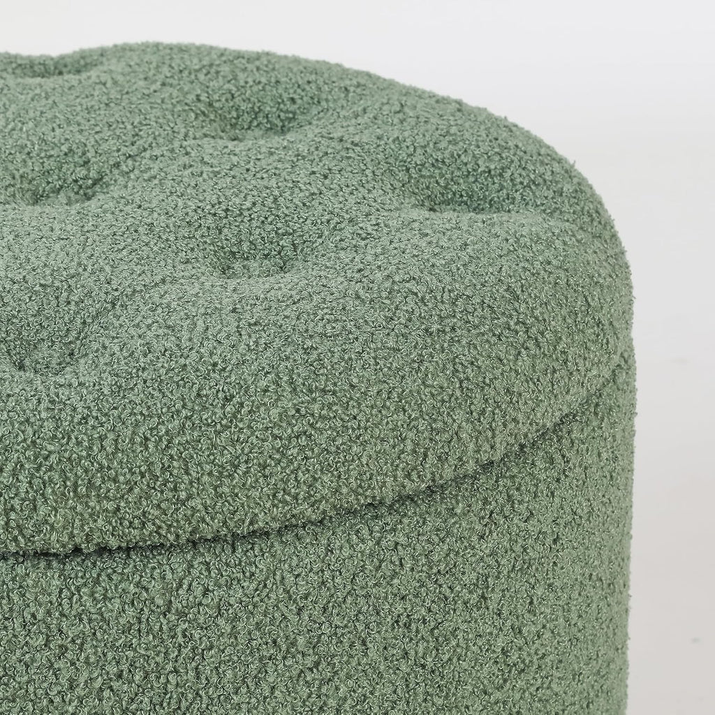 Velvet Wheeled Round Storage Ottoman