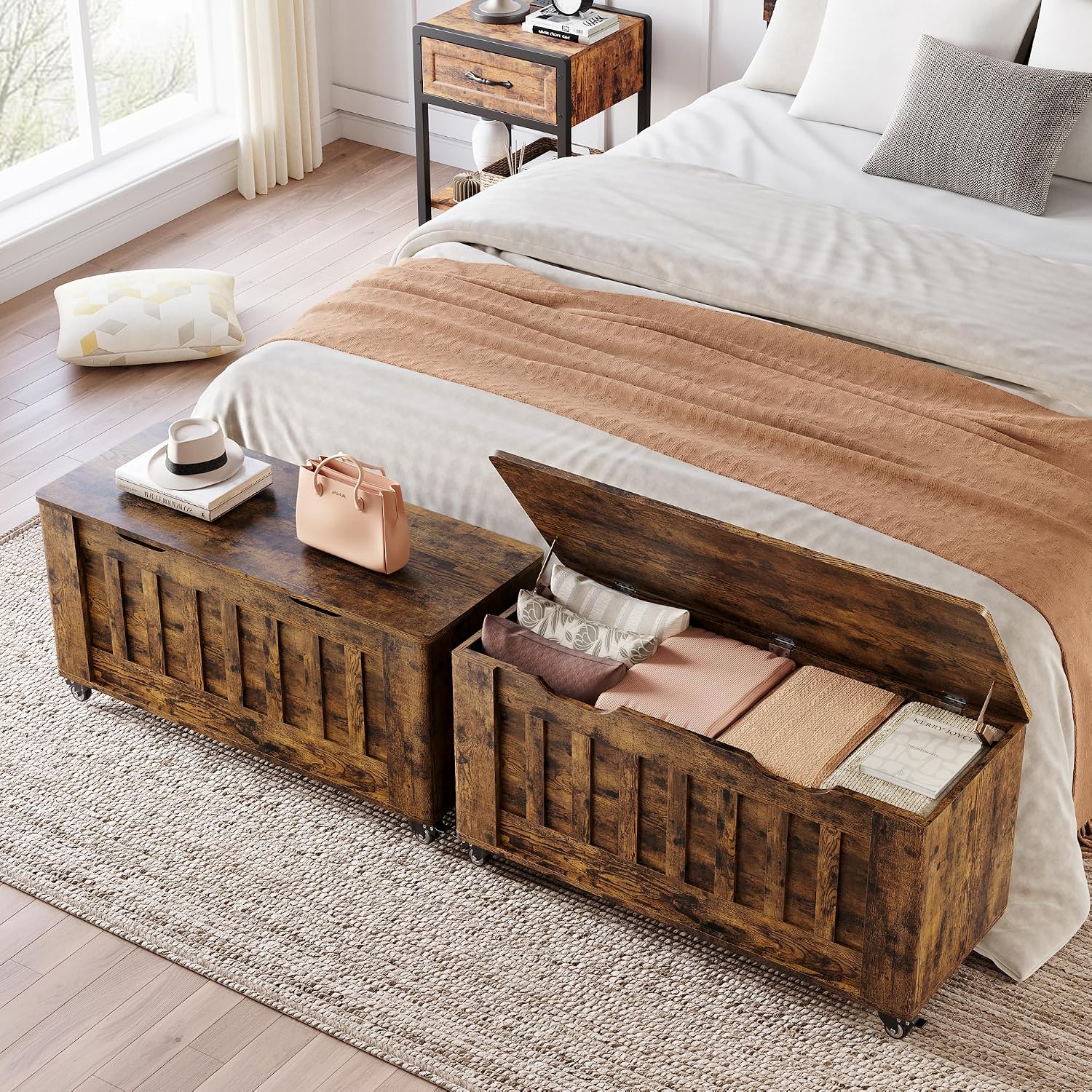 Retro Wooden Storage Bench Chest
