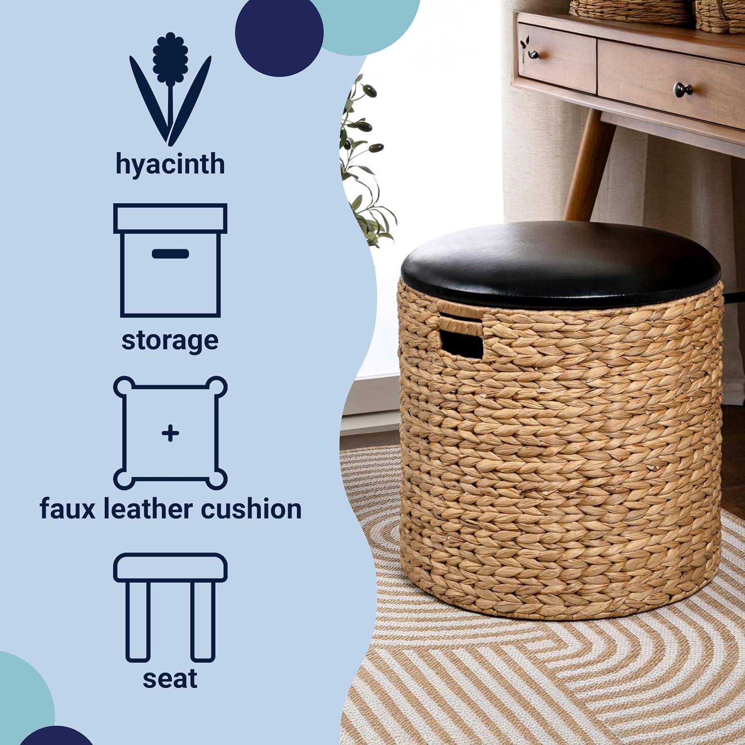Hyacinth Storage Ottoman