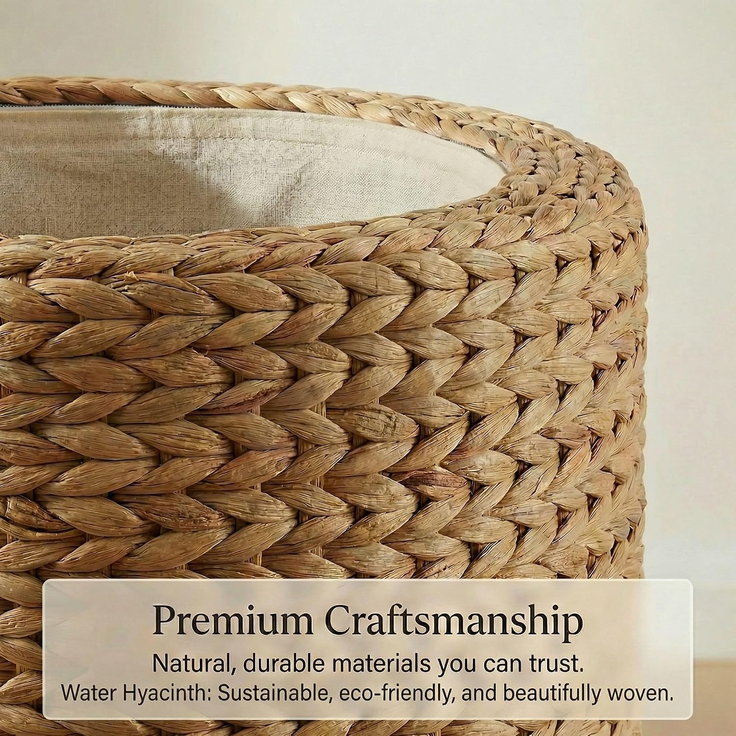 Lidded Hyacinth Round Storage Ottoman