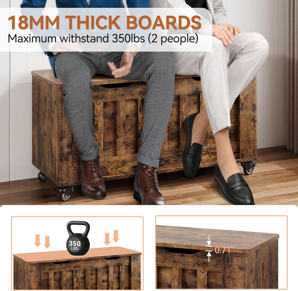 Retro Wooden Storage Bench Chest