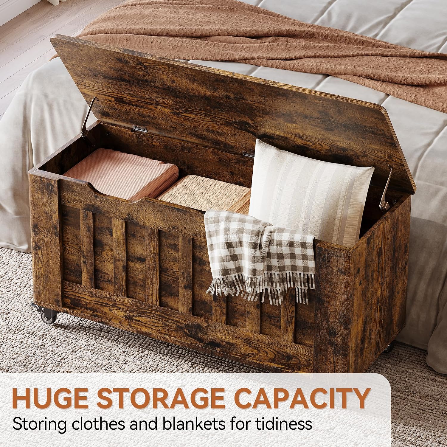 Retro Wooden Storage Bench Chest