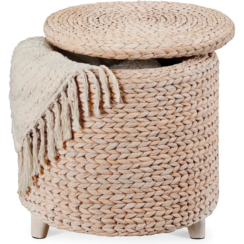 Hyacinth Round Storage Ottoman